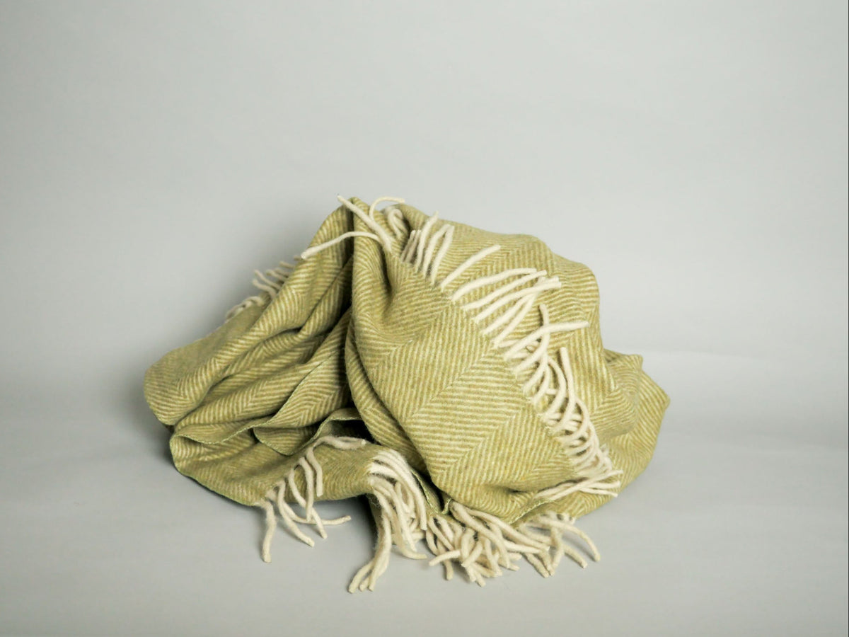 NEW 100% Handwoven Wool Throw: Green