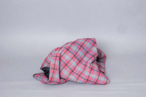 Kantha sari bedspread, Tartan No.21 recycled cotton hand-embroidered