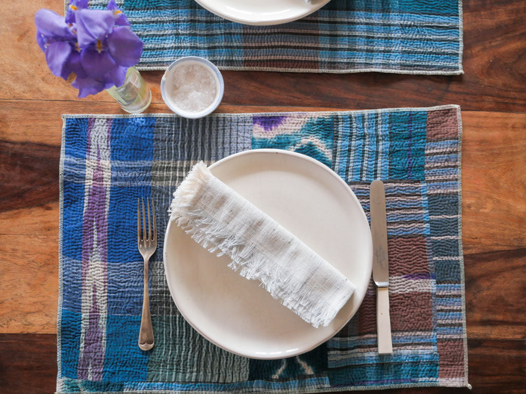 Set of 4 pure cotton napkins, handwoven by artisans
