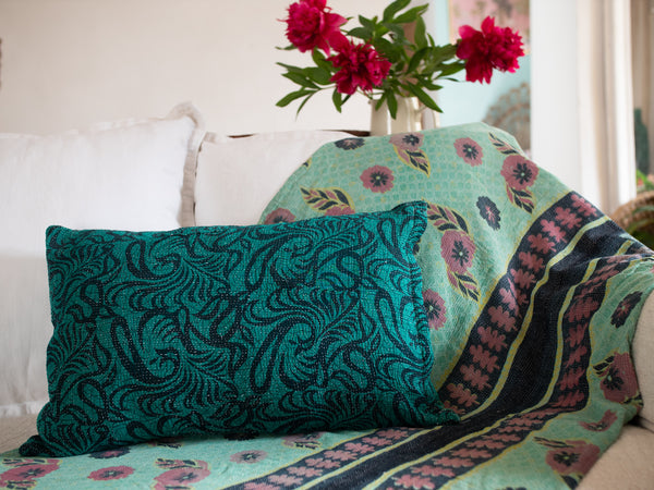 Housse de coussin kantha