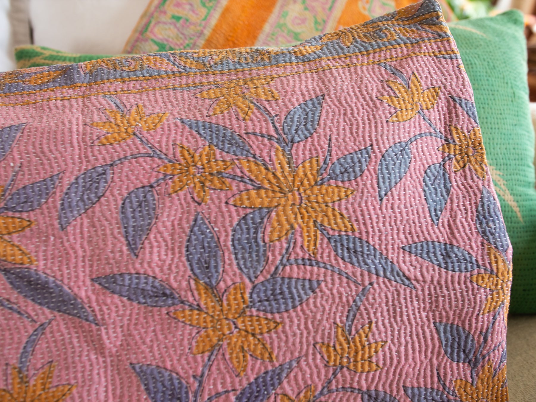 Violet Vintage Kantha cushion cover Secondary image