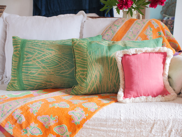Spring Grass Vintage Kantha cushion cover