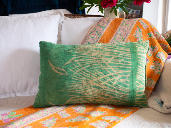Spring Grass Vintage Kantha cushion cover
