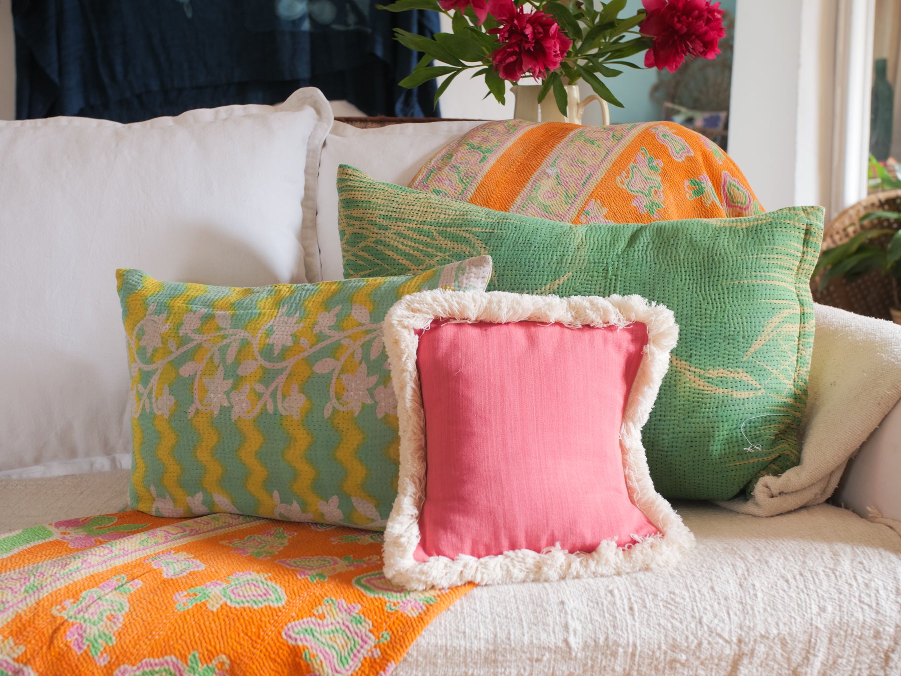 "The Vine" Vintage kantha cushion cover Secondary image