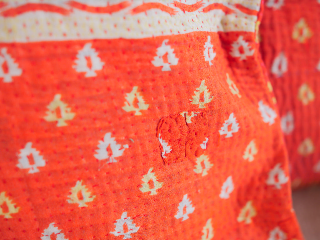 Poppy Fields, Vintage Kantha cushion cover