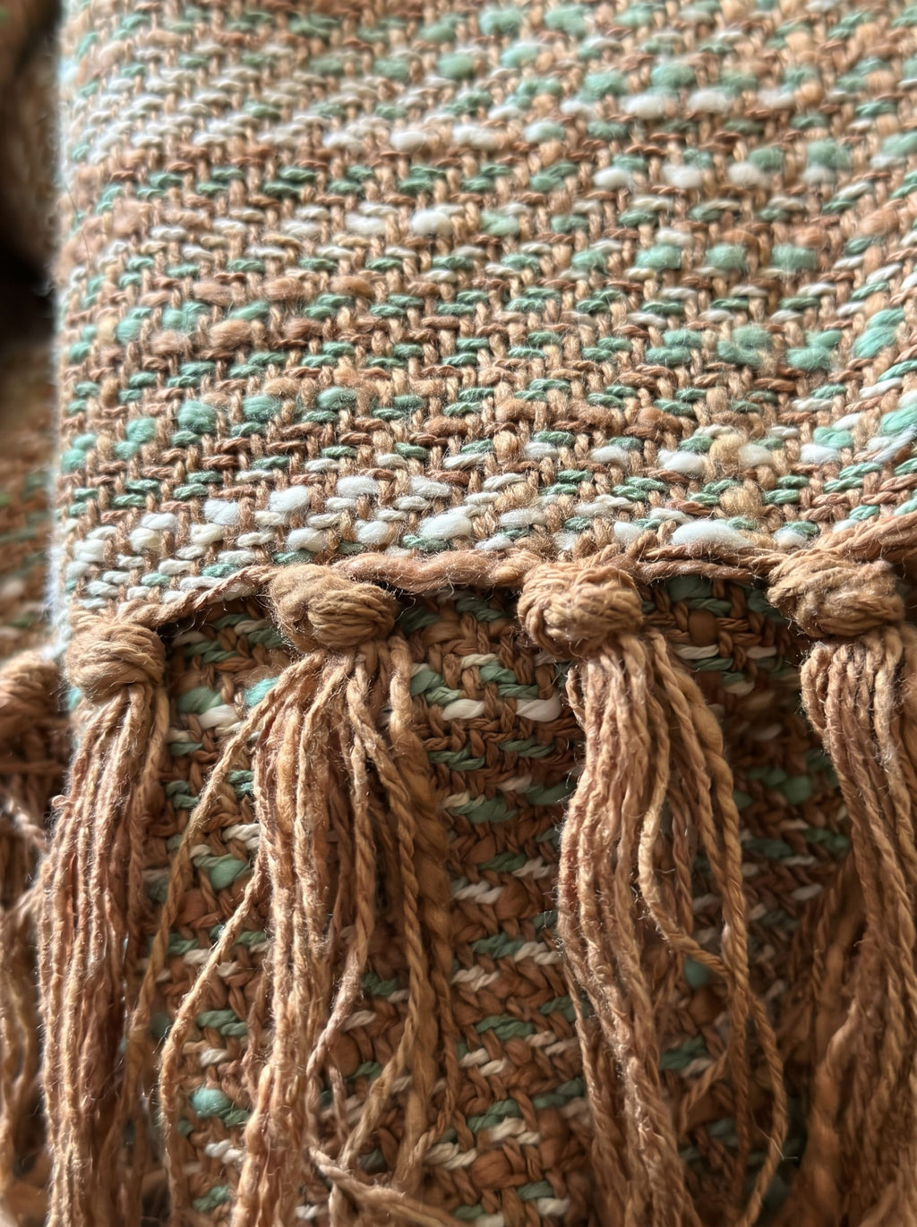 Handcrafted Umber, Beige and Ecru Cotton Throw, Handwoven. 160 x 240 cm