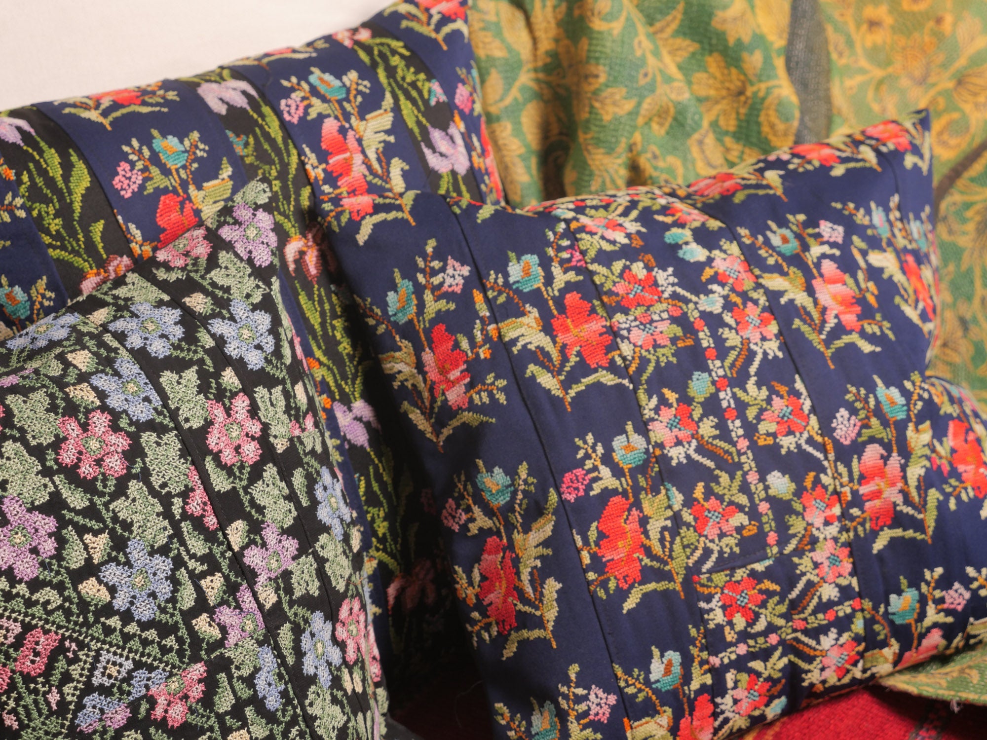 vintage tatreez cushions, hand embroidered