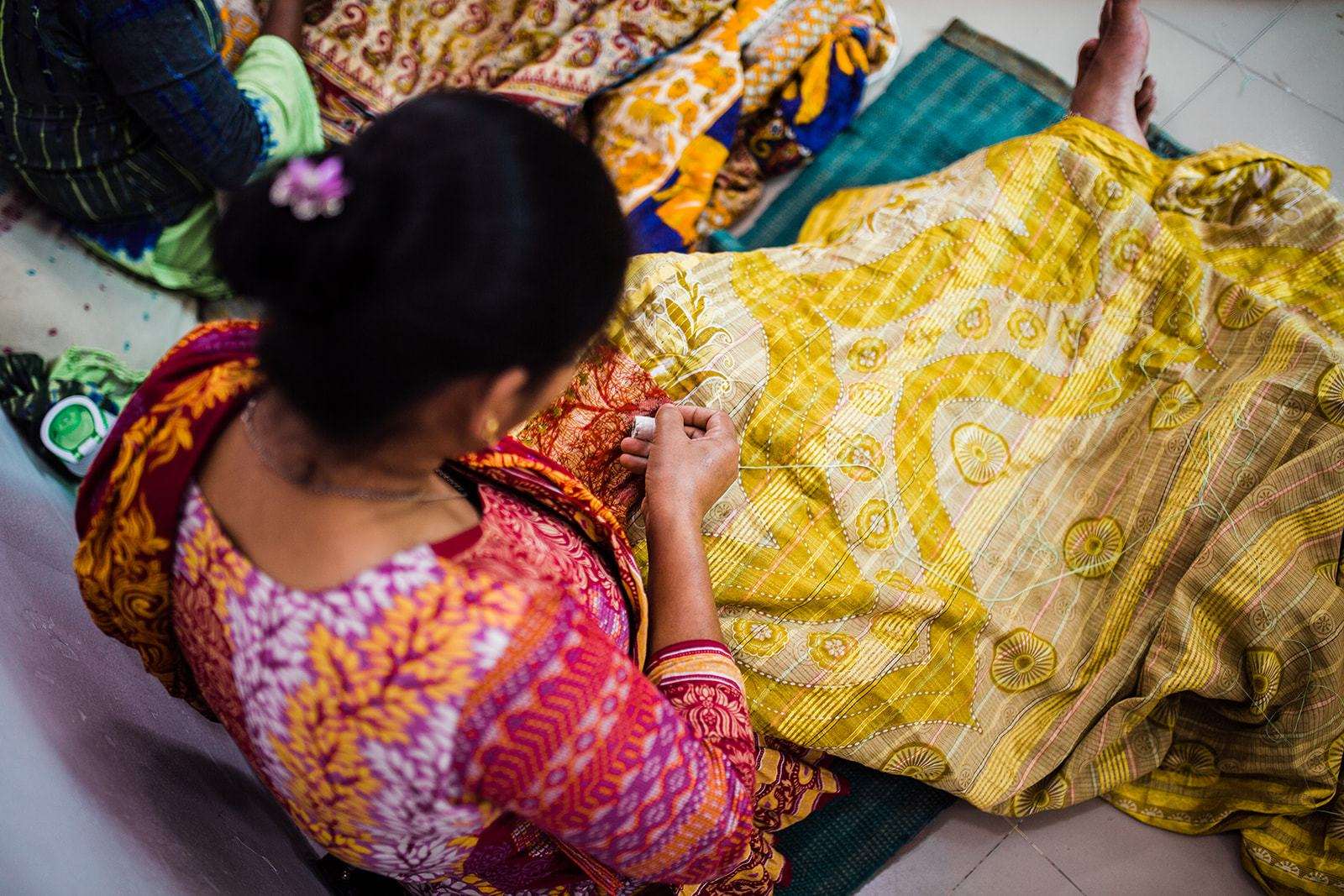 Contemporary Kantha Cushion hand made in Bangladesh