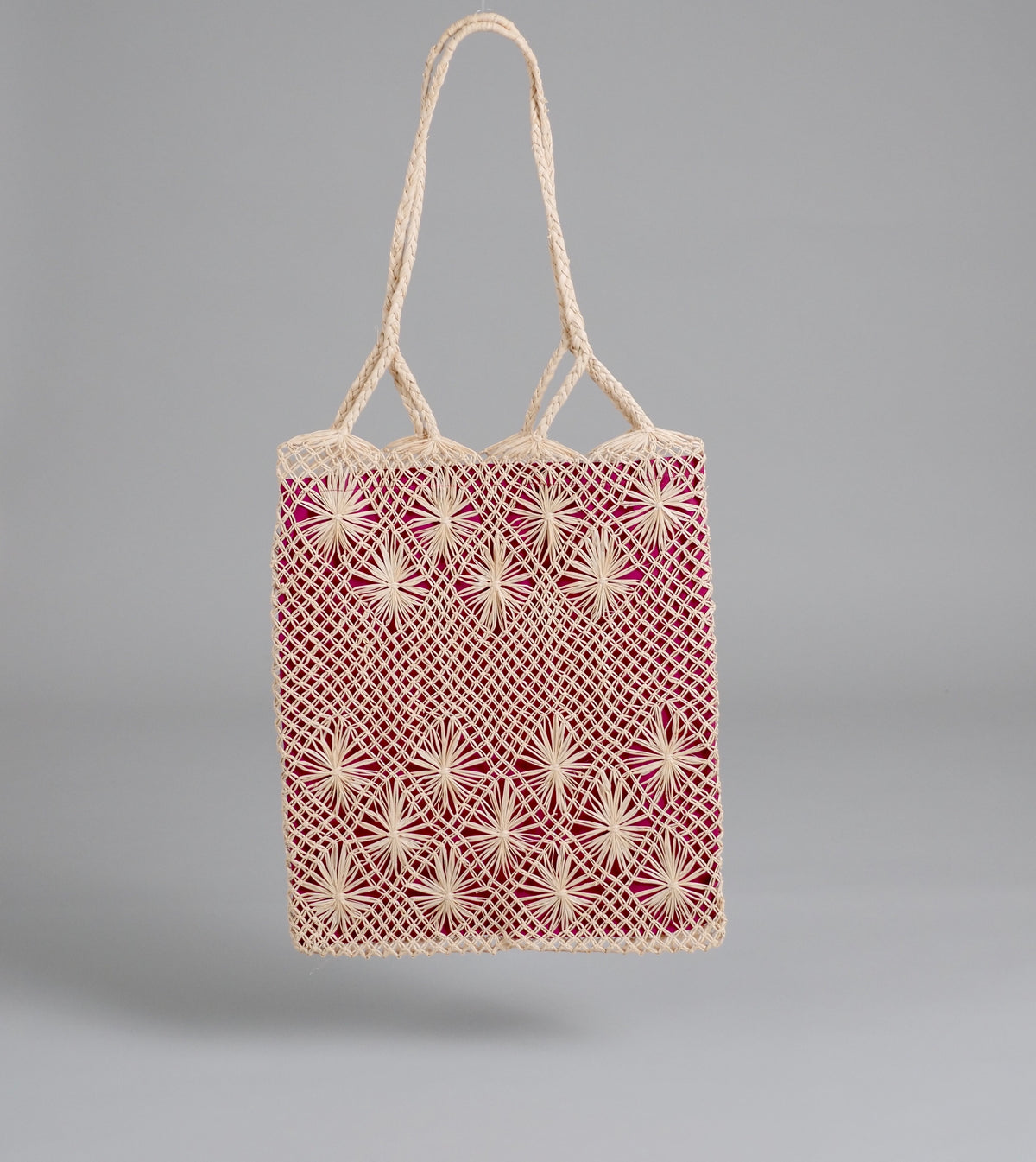 Pink Buriti Flower Bag, Handwoven Macramé, Brazil Main image
