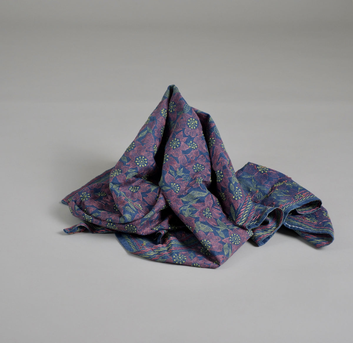 Nakshi Kantha Embroidered Shawl, Clematis