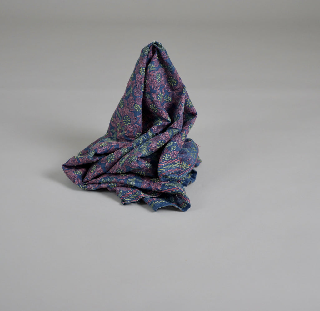 Nakshi Kantha Embroidered Shawl, Clematis