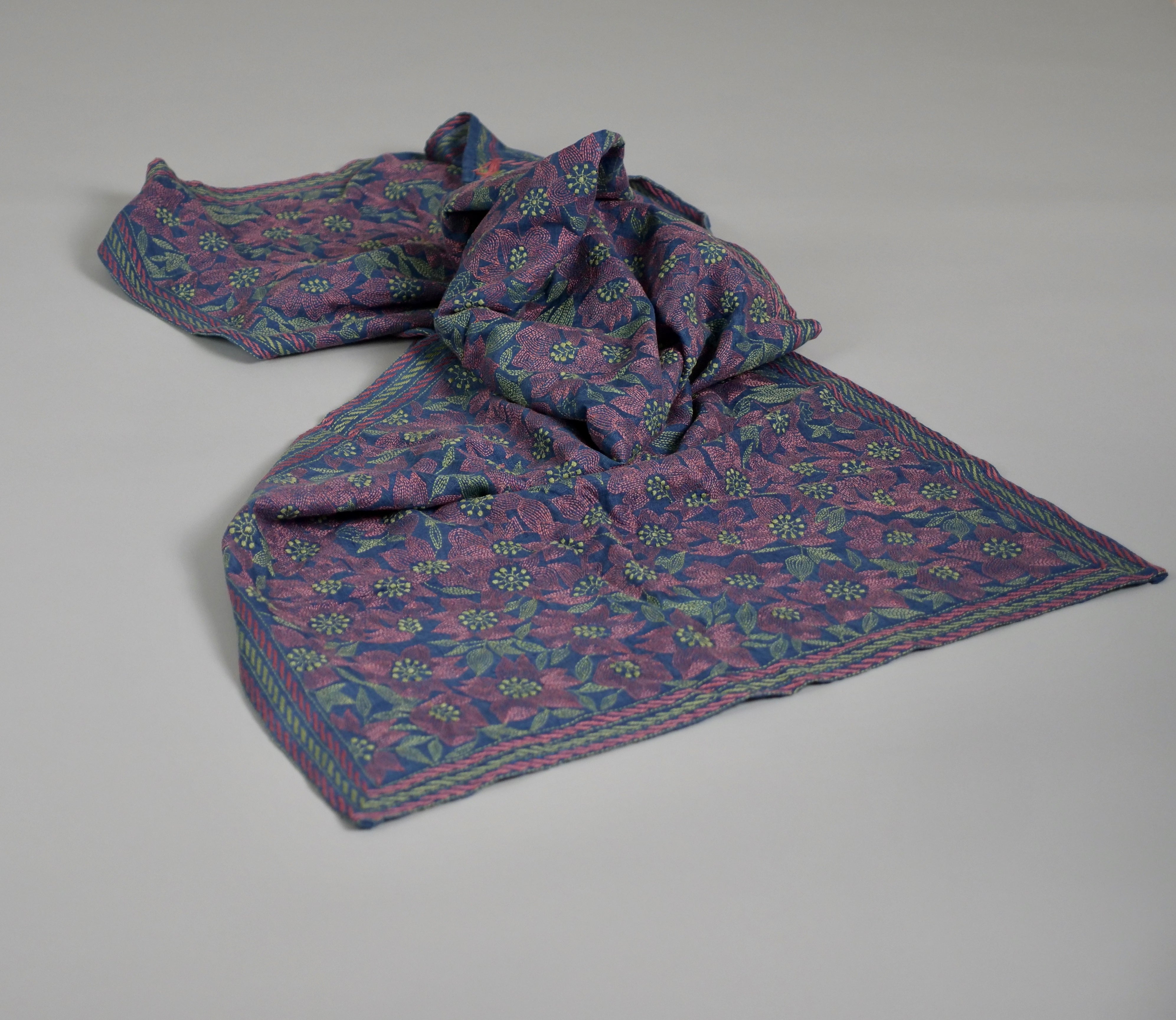 Nakshi Kantha Embroidered Shawl, Clematis Secondary image