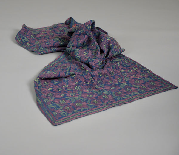 Nakshi Kantha Embroidered Shawl, Clematis
