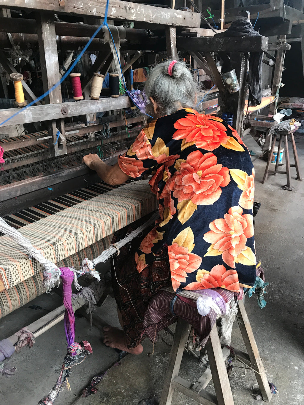 Java handloom, recycled cotton throw "jute"