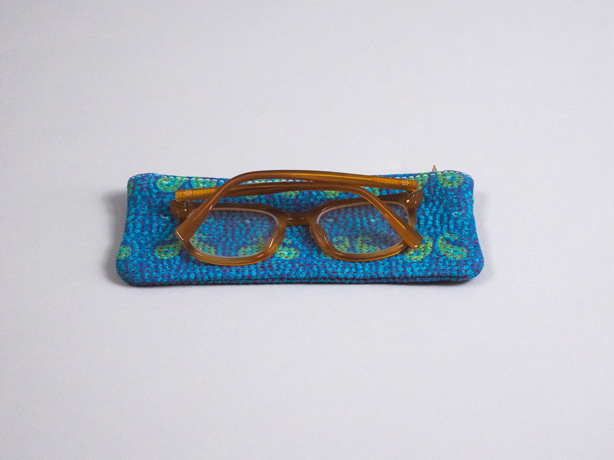 Kantha slim pouch, pencil, make up, glasses case