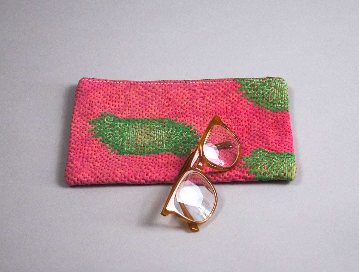Kantha pouch in recycled cotton