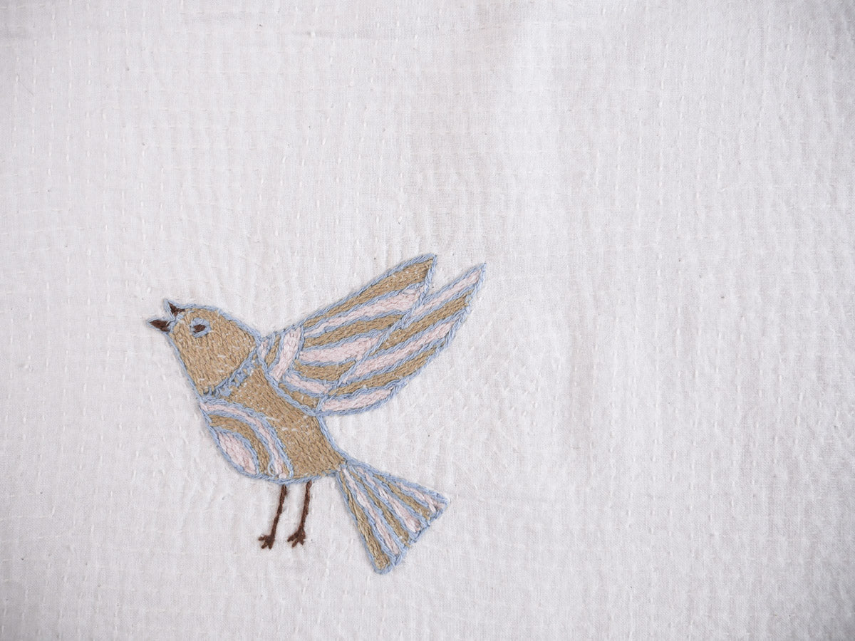 Baby bird quilt, hand stitched