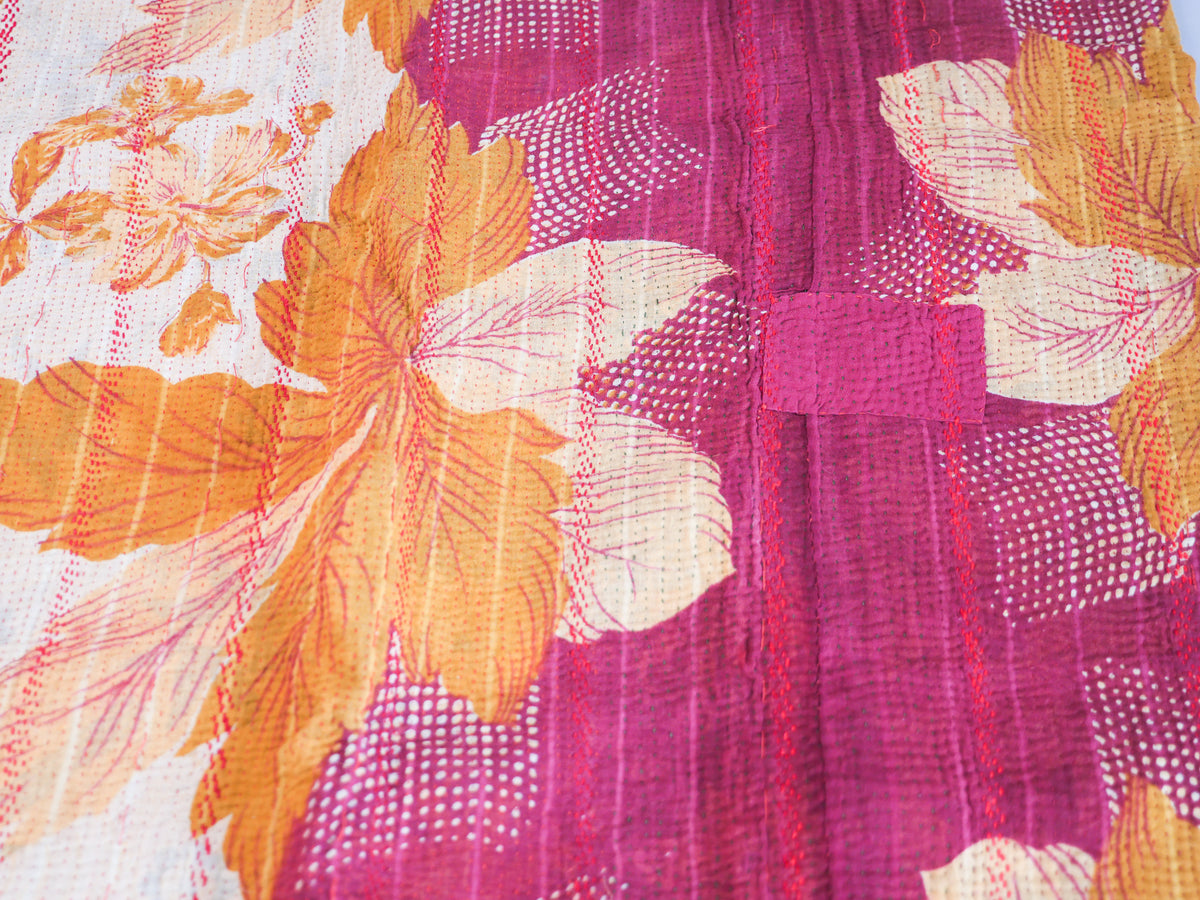 Kantha couvre lit en sari recyclé