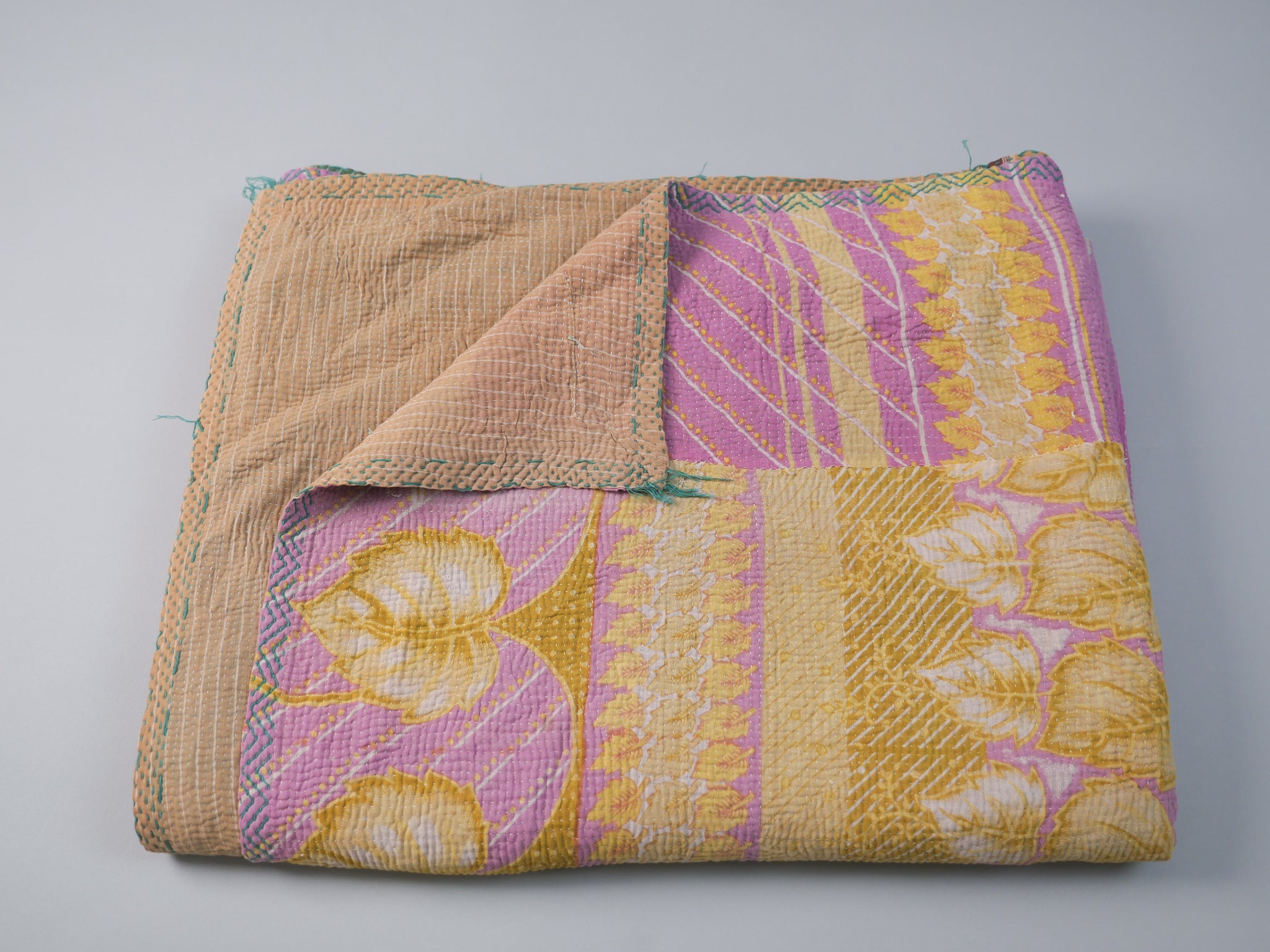 Kantha quilt in recycled cotton