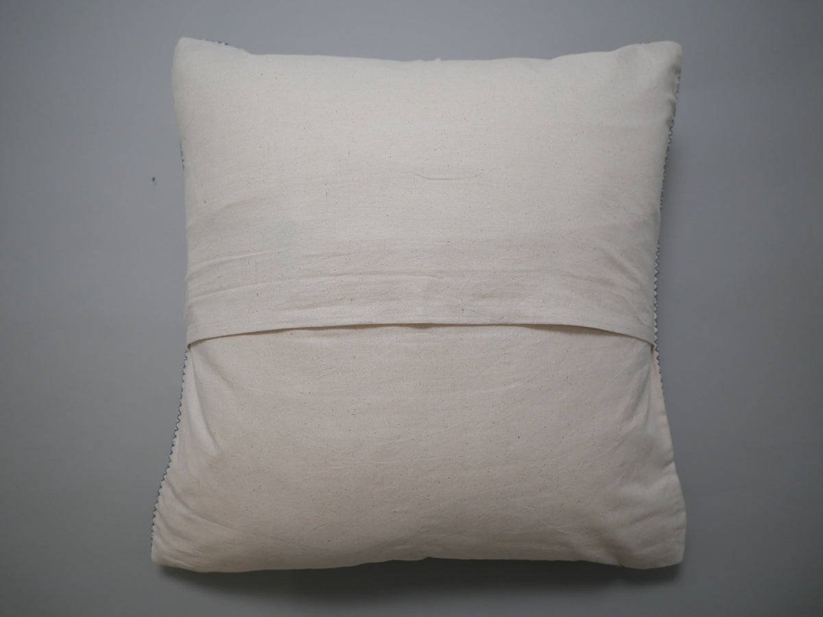 Contemporary kantha cushion, blue