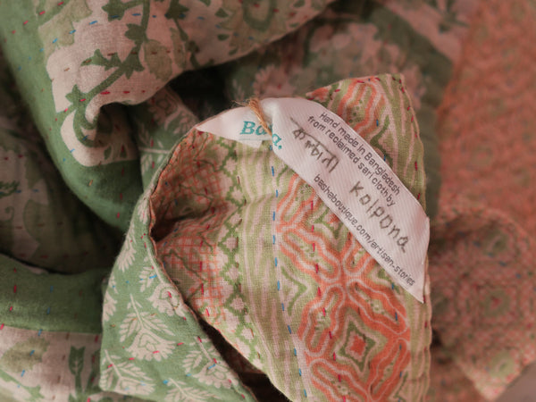 Baby Kantha contemporary quilt "vert jardin"