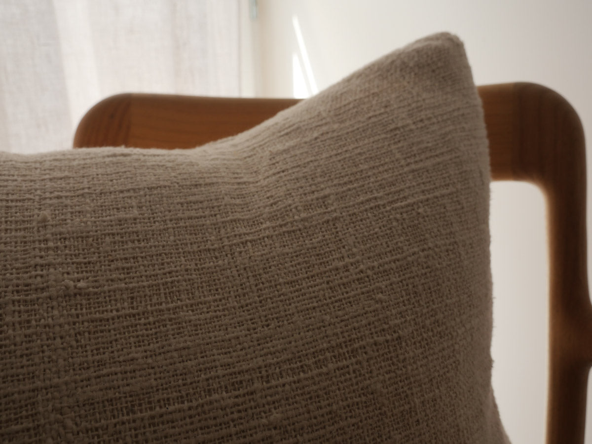 Handloomed cushion cover, natural recycled handspun cotton. 