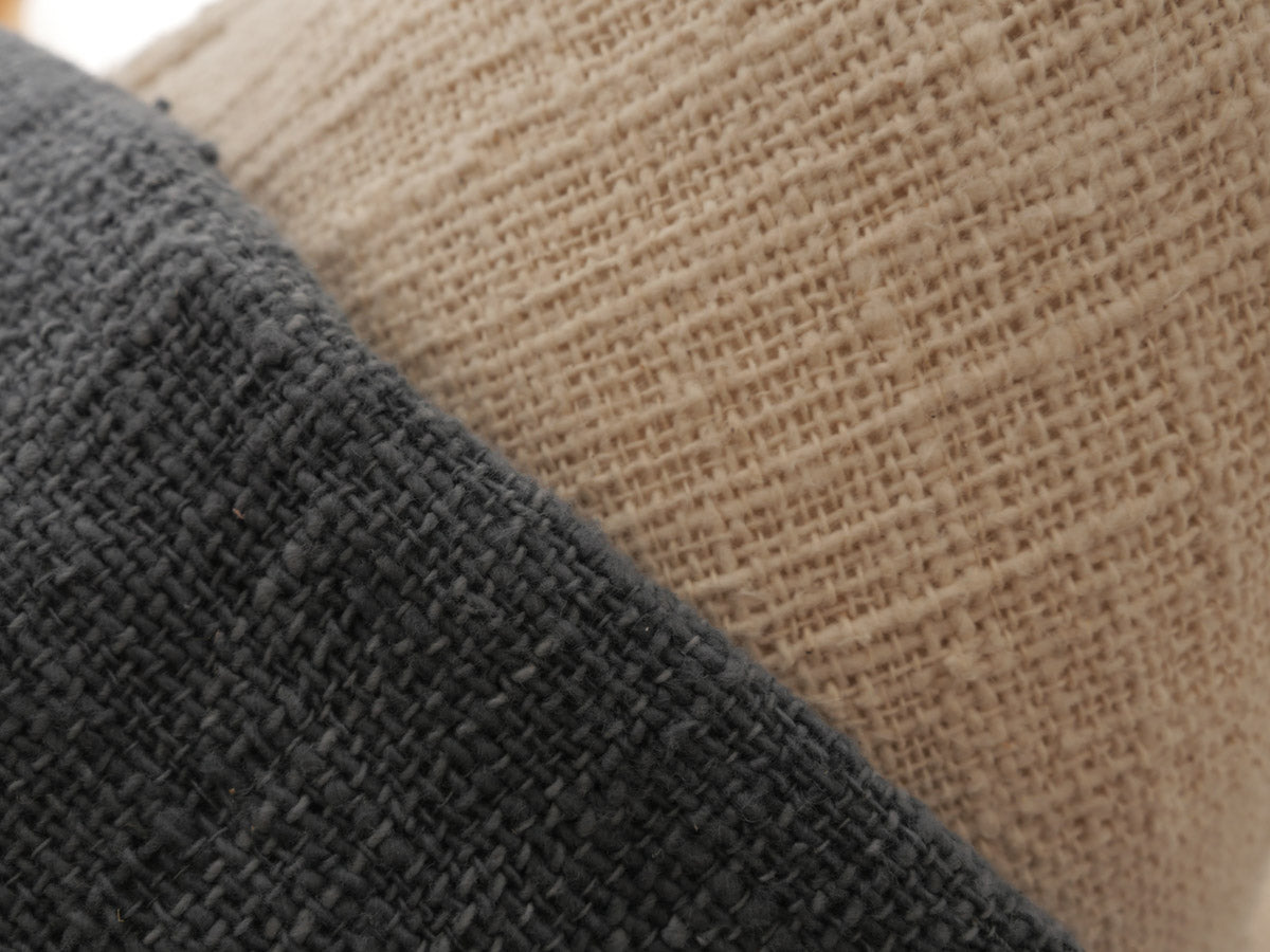 Handwoven recycled cotton cushion cover, jute yellow, 50x50cm Secondary image