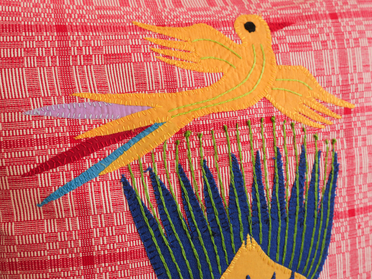 Protea Binakol Hand Loomed Cushion, "Yellow Bird" No.1