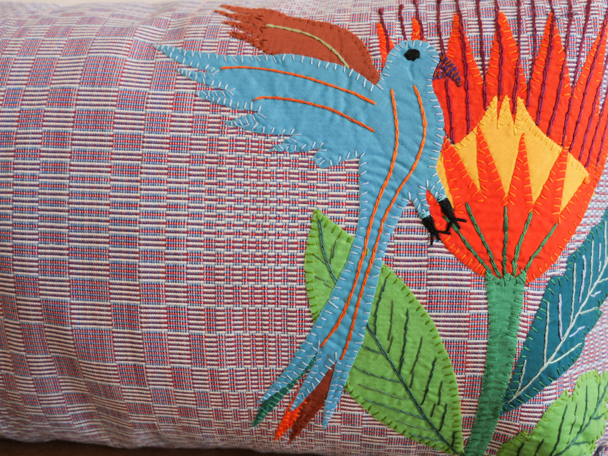 Hand-embroidered Binakol bird cushion, 30x50 No.3 Secondary image