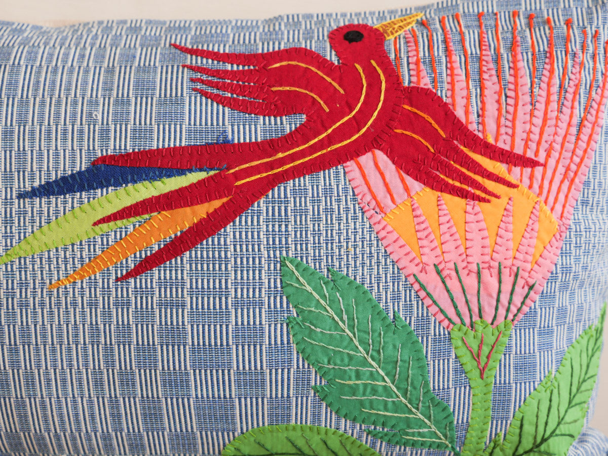 Hand-embroidered Binakol bird cushion, 30x50 No.5 Secondary image