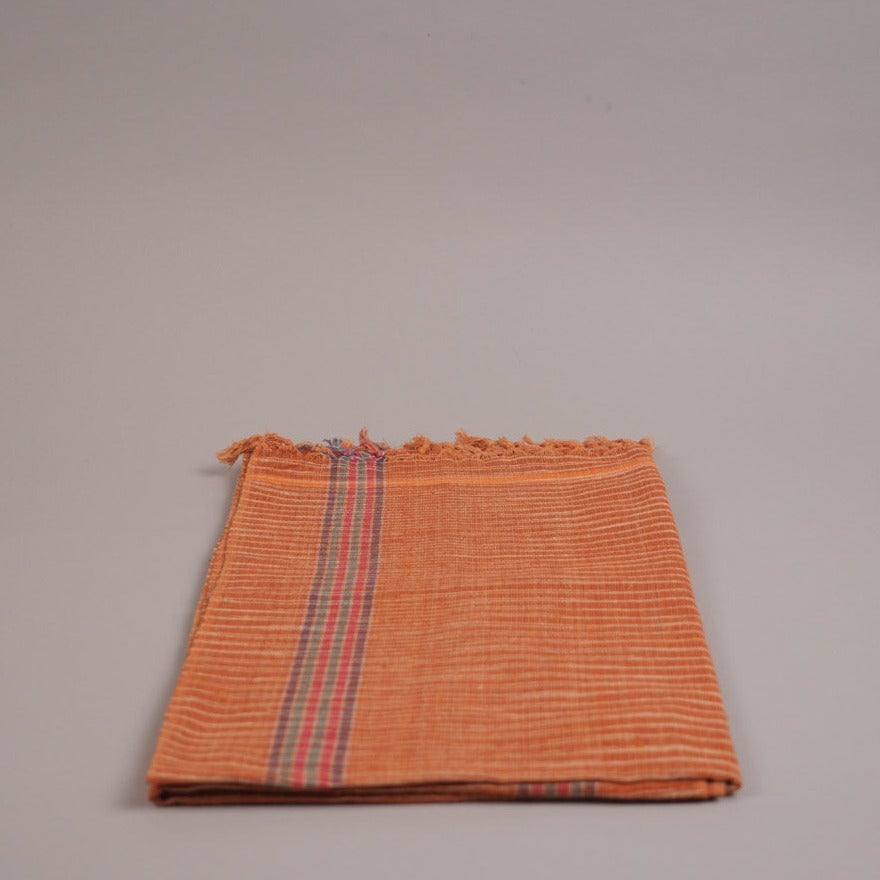 Ochre & Orange hand loomed cotton towel