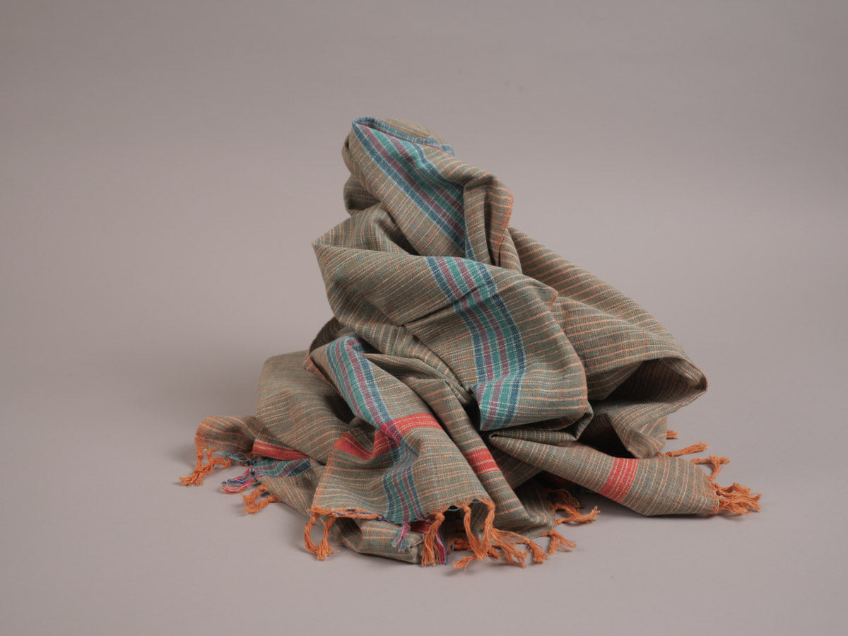 Hand loomed cotton towel "Beach glass & Blue" Secondary image