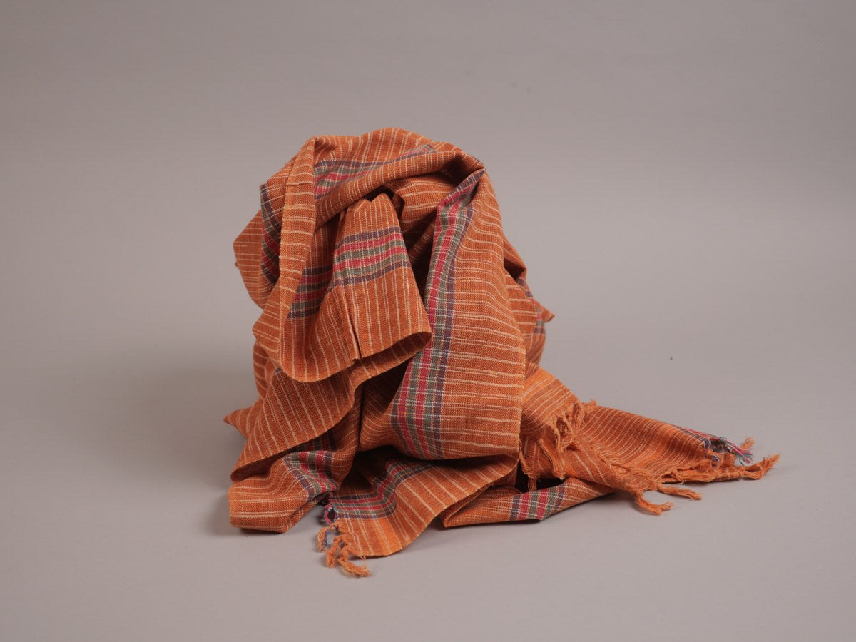 Hand loomed towel: "Ochre & Orange" Secondary image