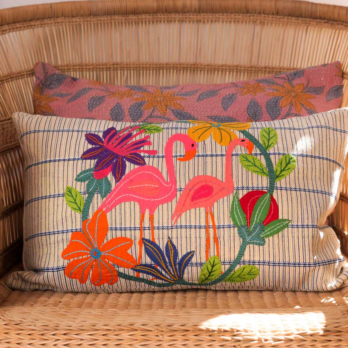Hibiscus flamingo cushion