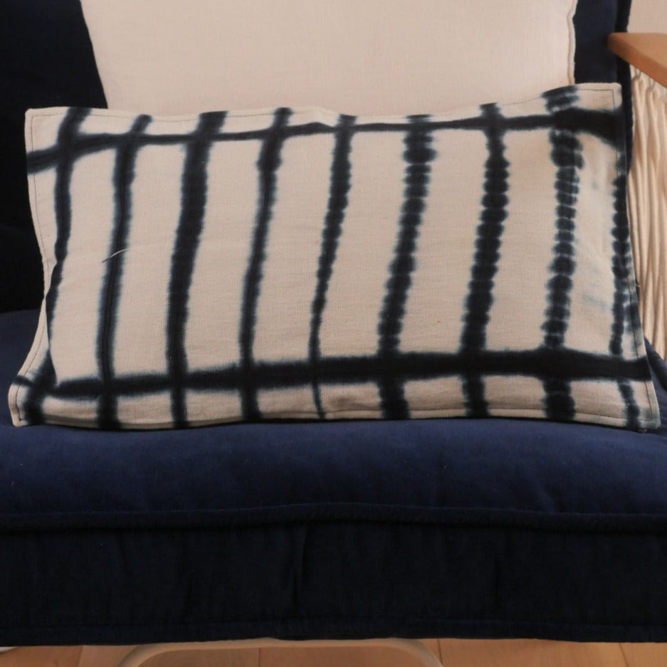 andloomed organic cotton cushion cover, dyed in natural indigo