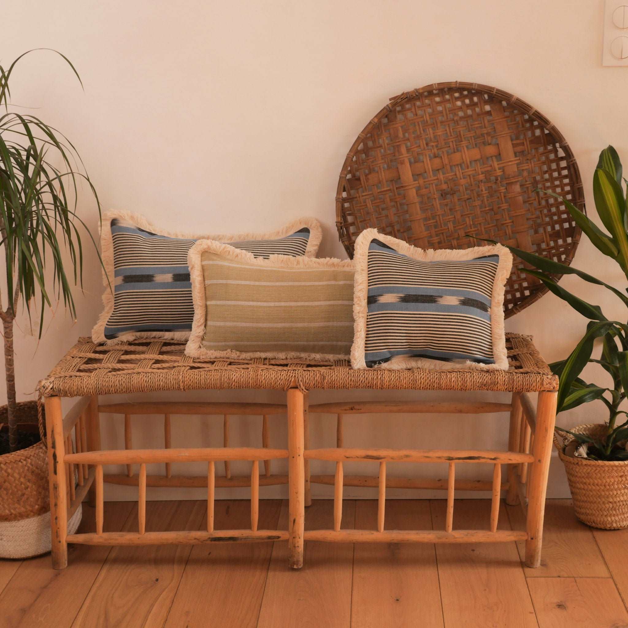 These luxurious cushions are handmade in Paris for Storie from a beautiful, thick, hand-woven cotton made near Ouagadougou in Burkina Faso