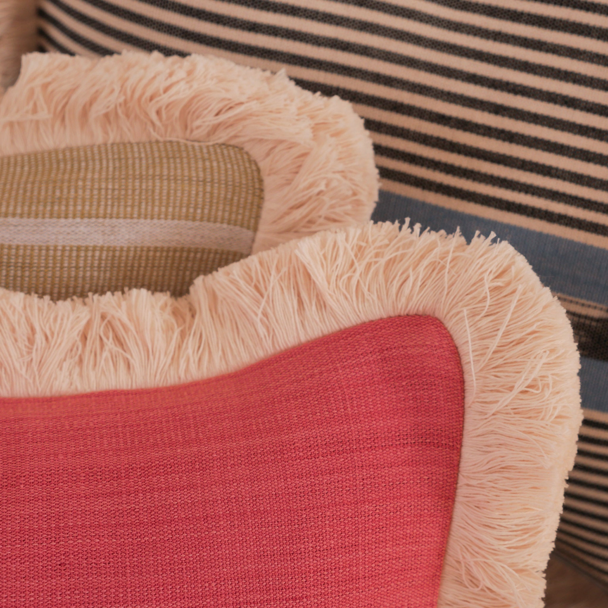 Handloomed cushion, "Light Madder" Secondary image