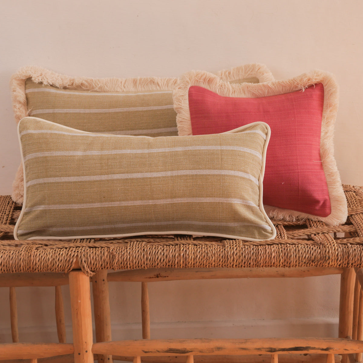 Handloomed cushion, "Oats"
