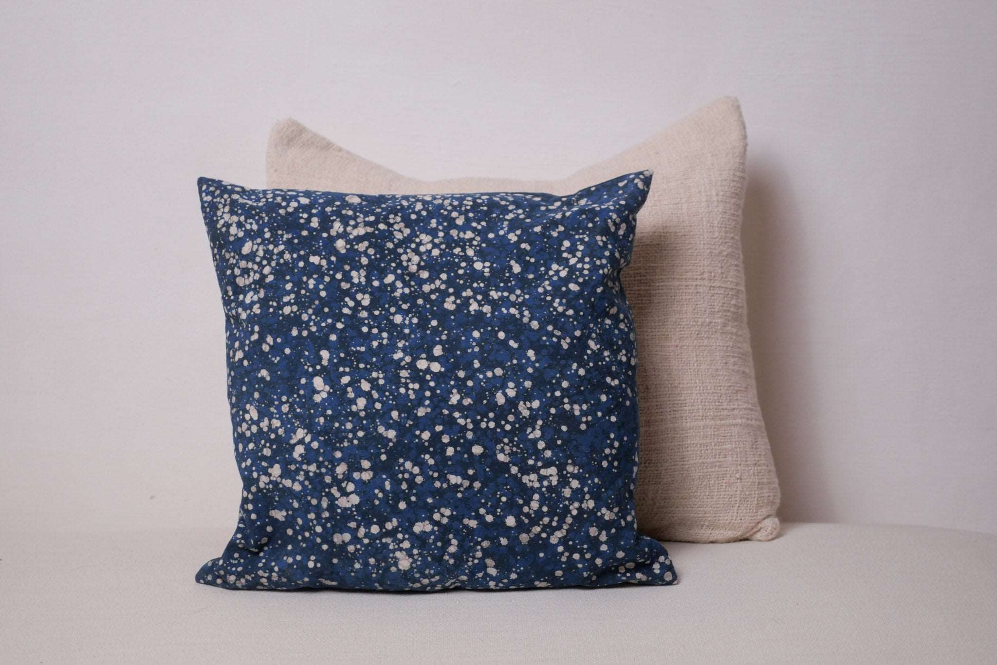 Naturally dyed indigo cushion cover, hand made in Bangladesh by a social enterprise.