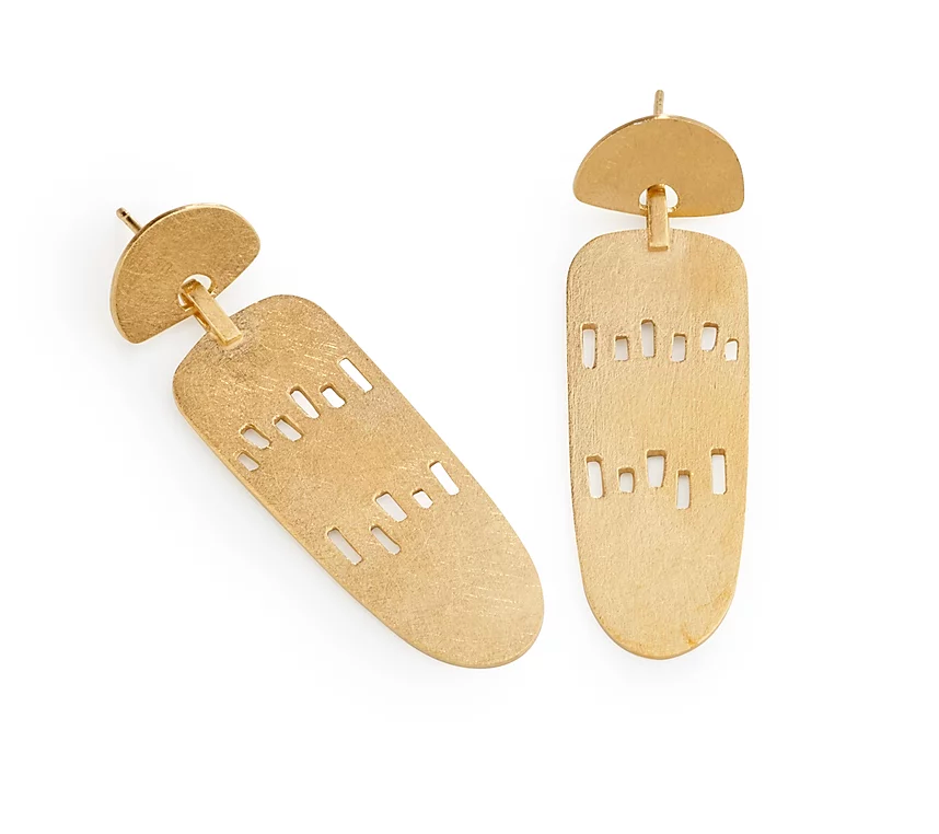Ines Telles earrings, solar, gold-plated silver