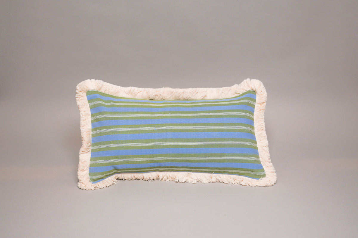 Hand Woven Cushion, Meadow And Green Stripes Secondary image