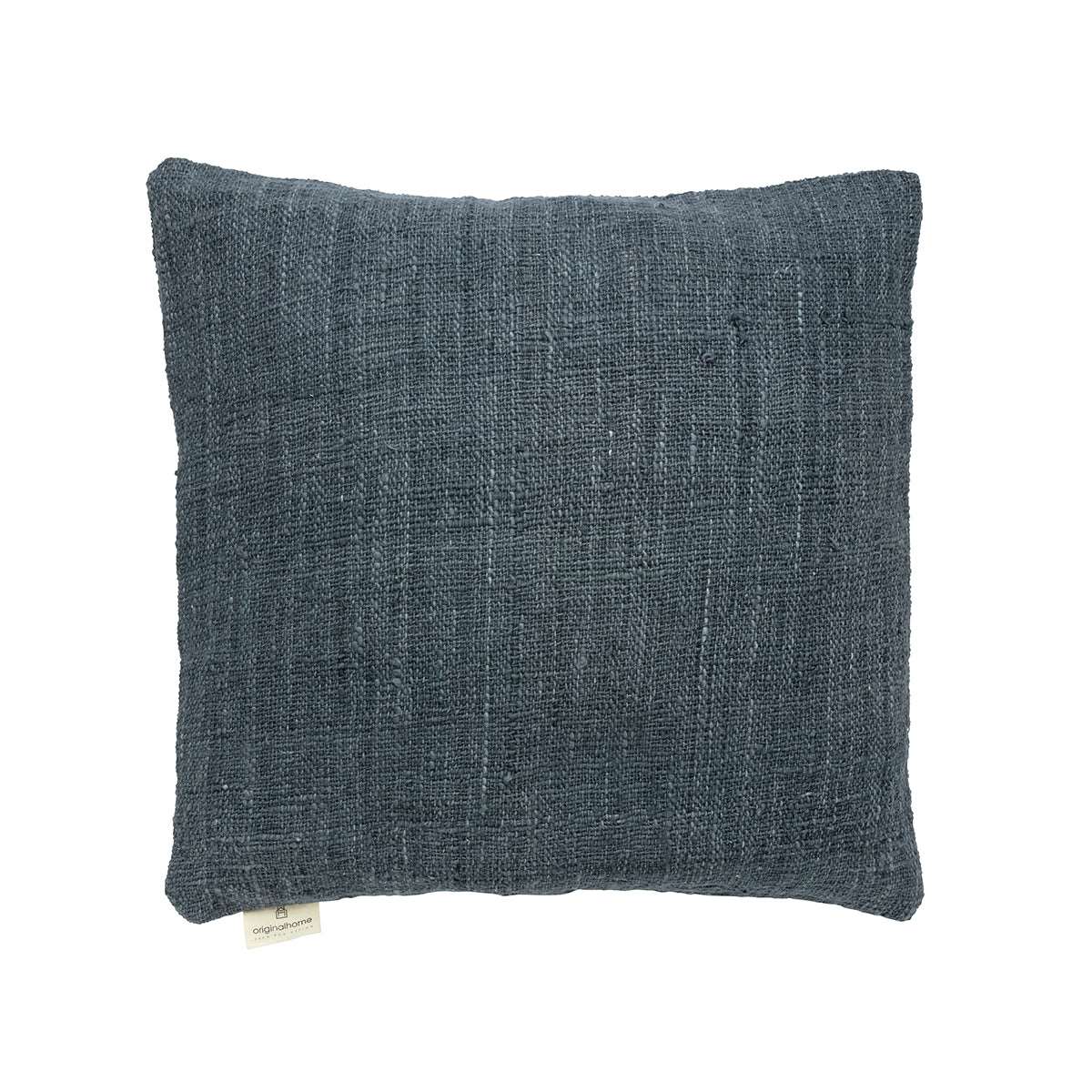 Cushion cover in handloomed recycled cotton. Indigo. 
