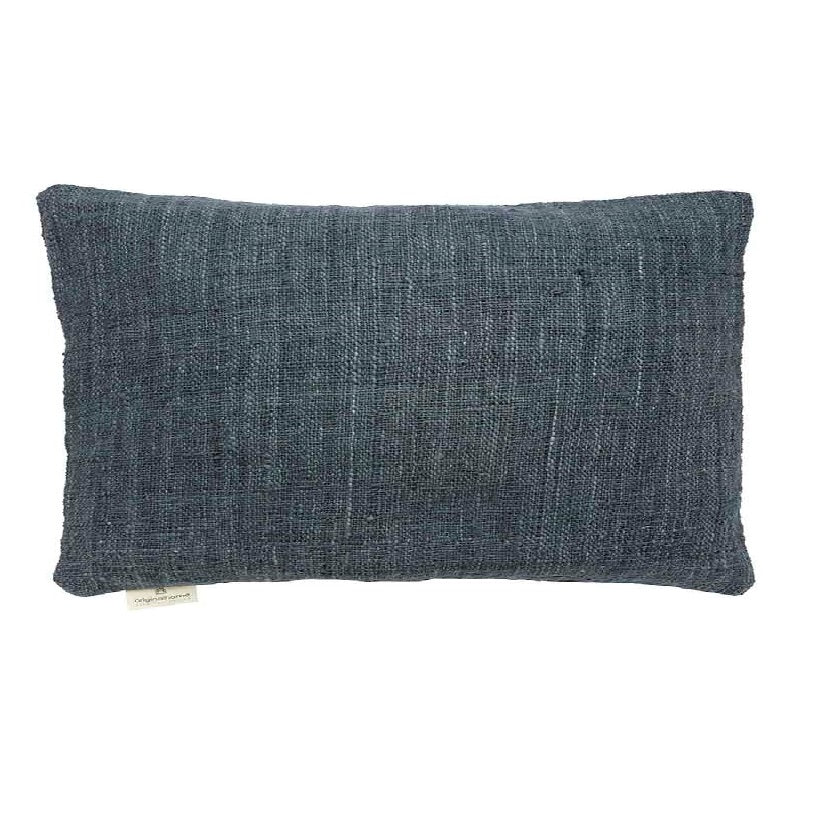 Handloom cushion cover, blue grey recycled cotton Main image