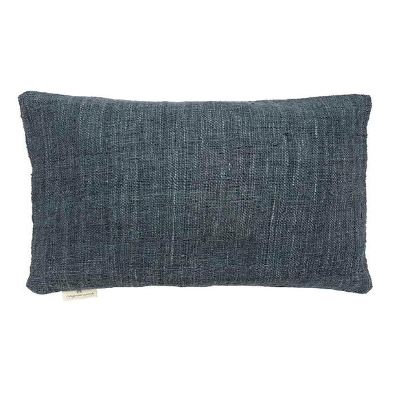 Handloom cushion cover, blue grey recycled cotton
