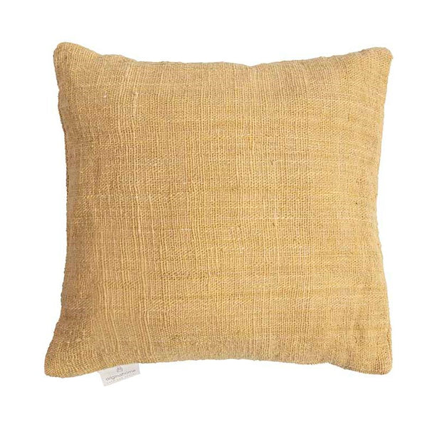 Handwoven recycled cotton cushion cover, jute yellow, 50x50cm