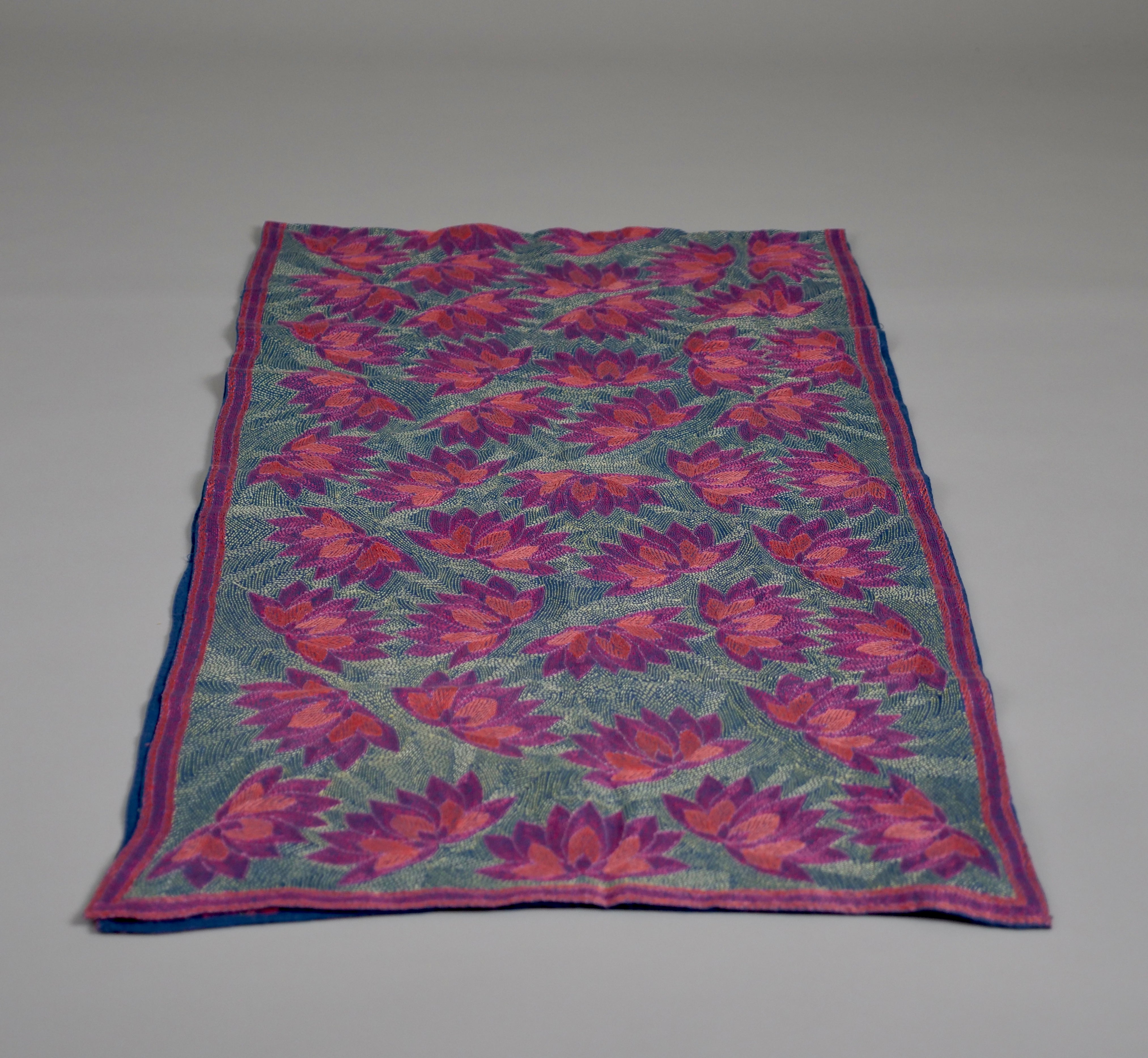 Nakshi Kantha Embroidered Shawl, Pink Lotus Secondary image