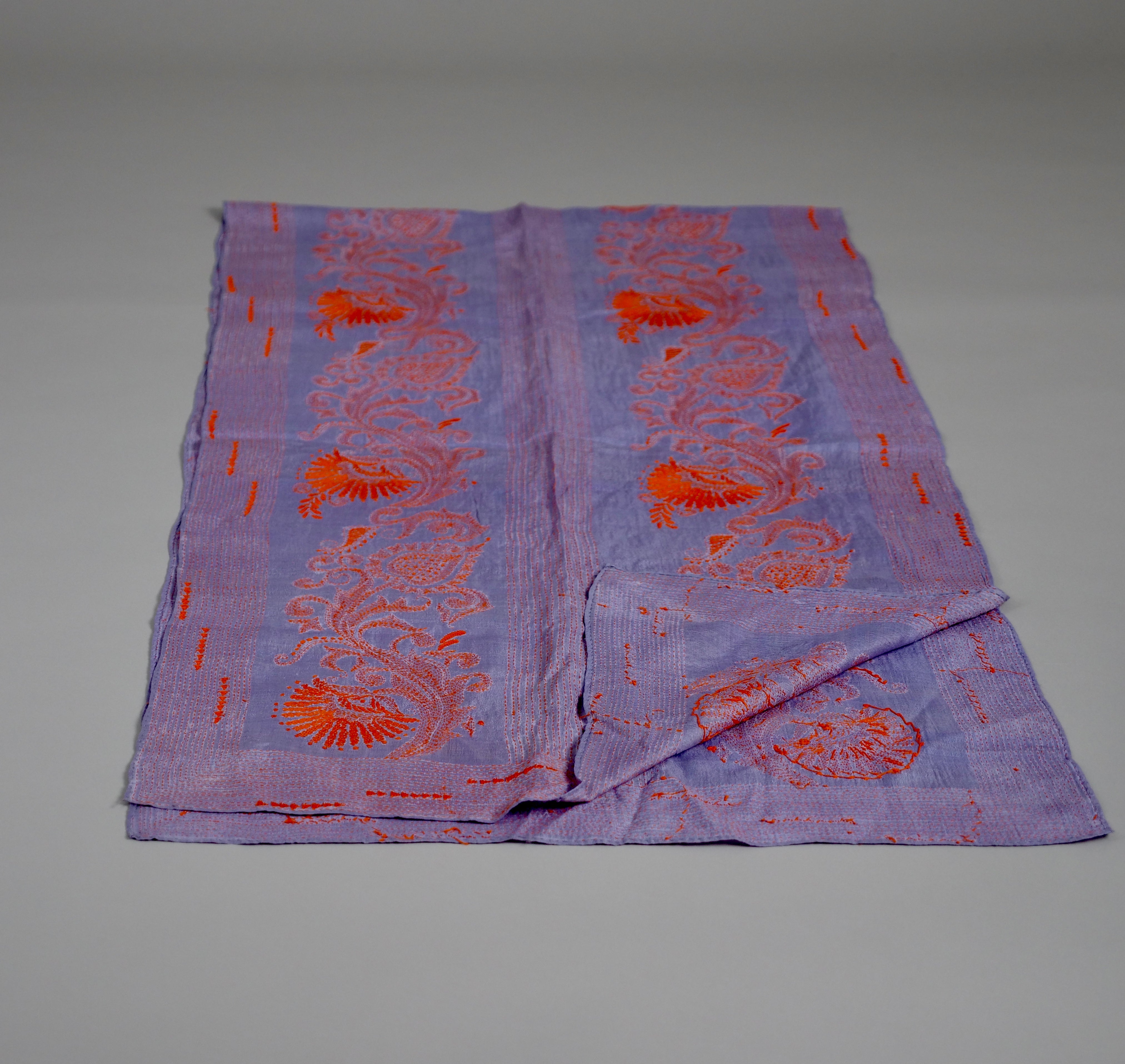 Silk kantha, fine hand  embroidery