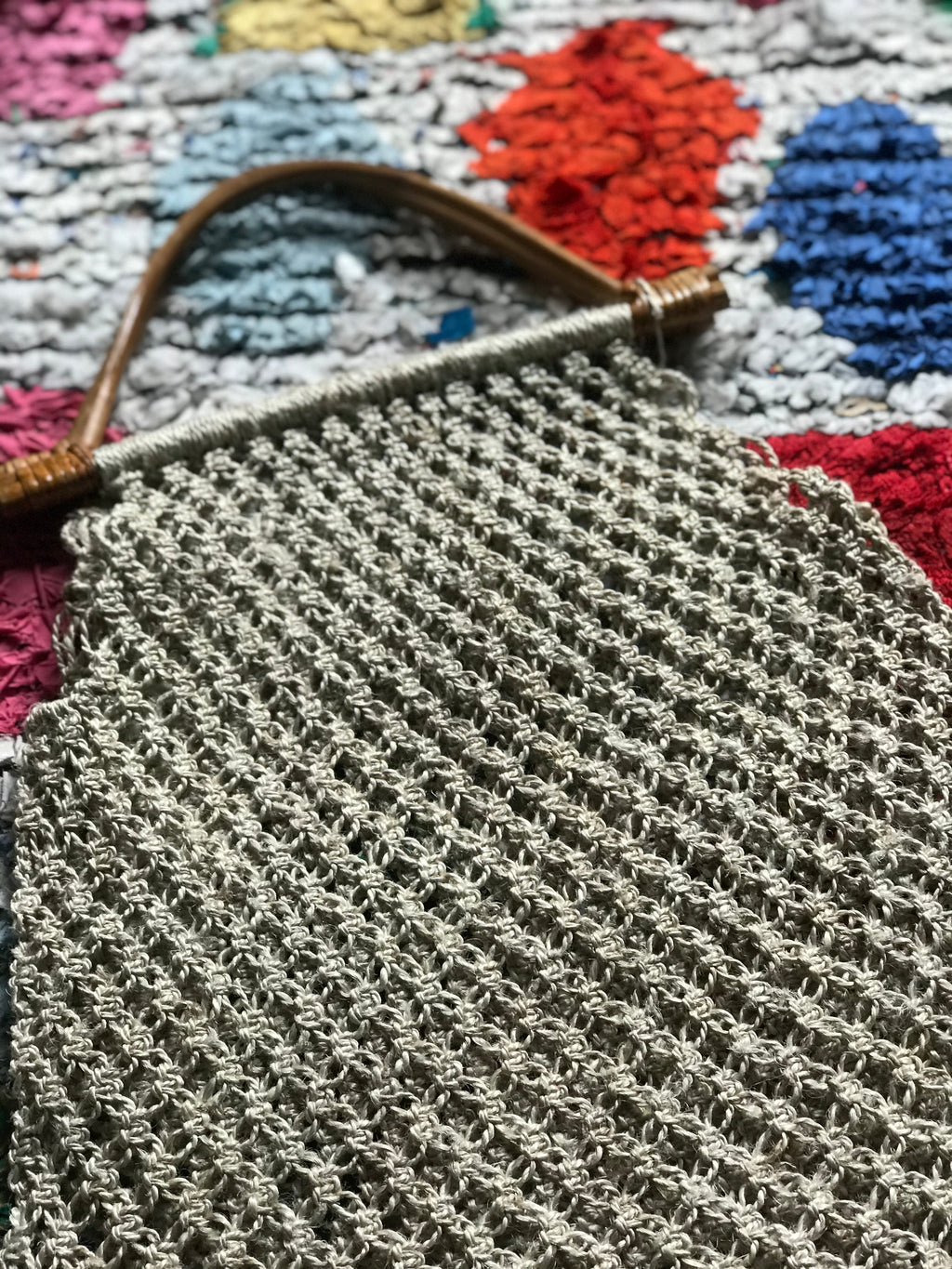 Maison Bengal Jute Macramé Bag Cane Handle