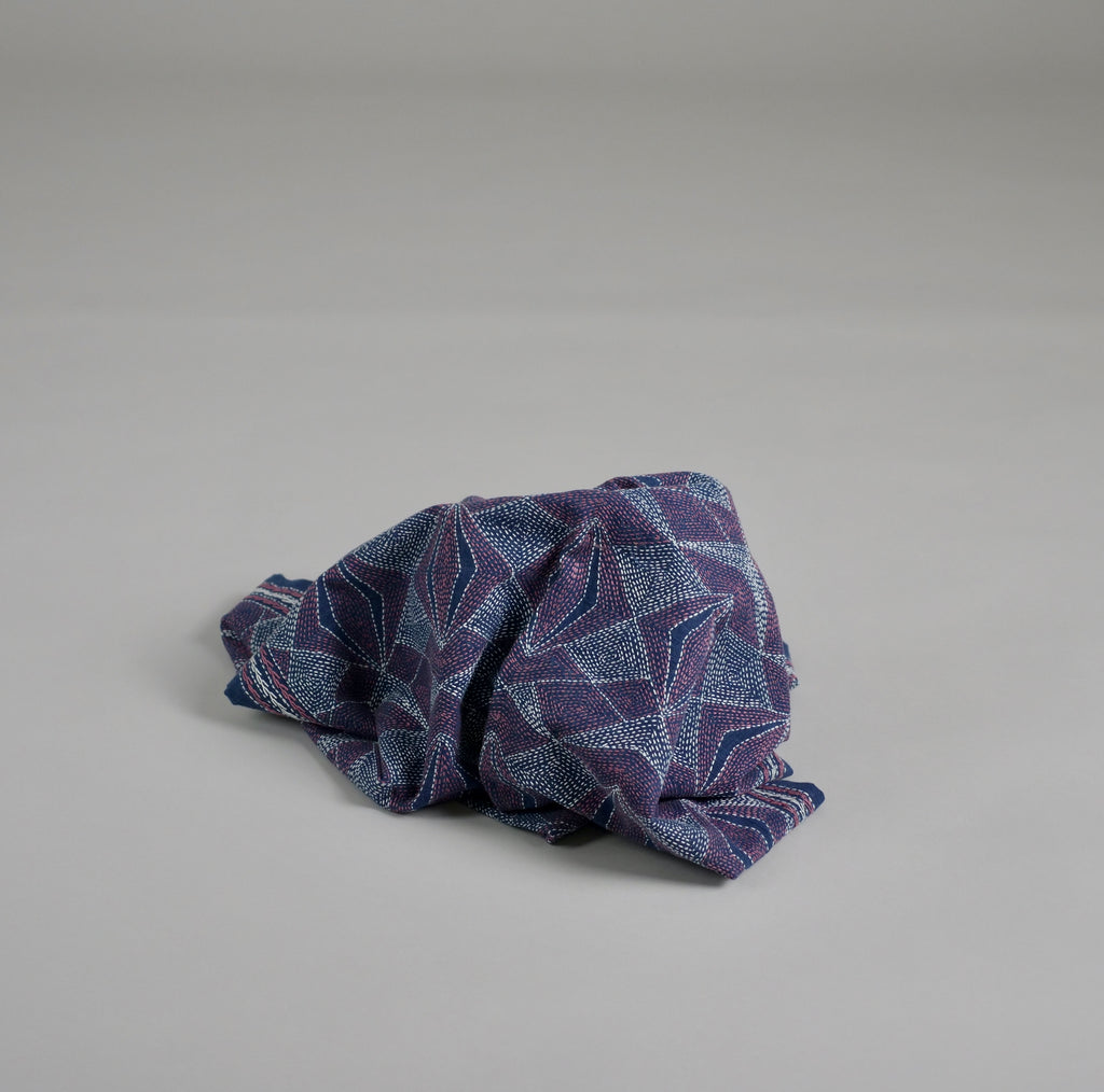 Kantha embroidered shawl, diamonds