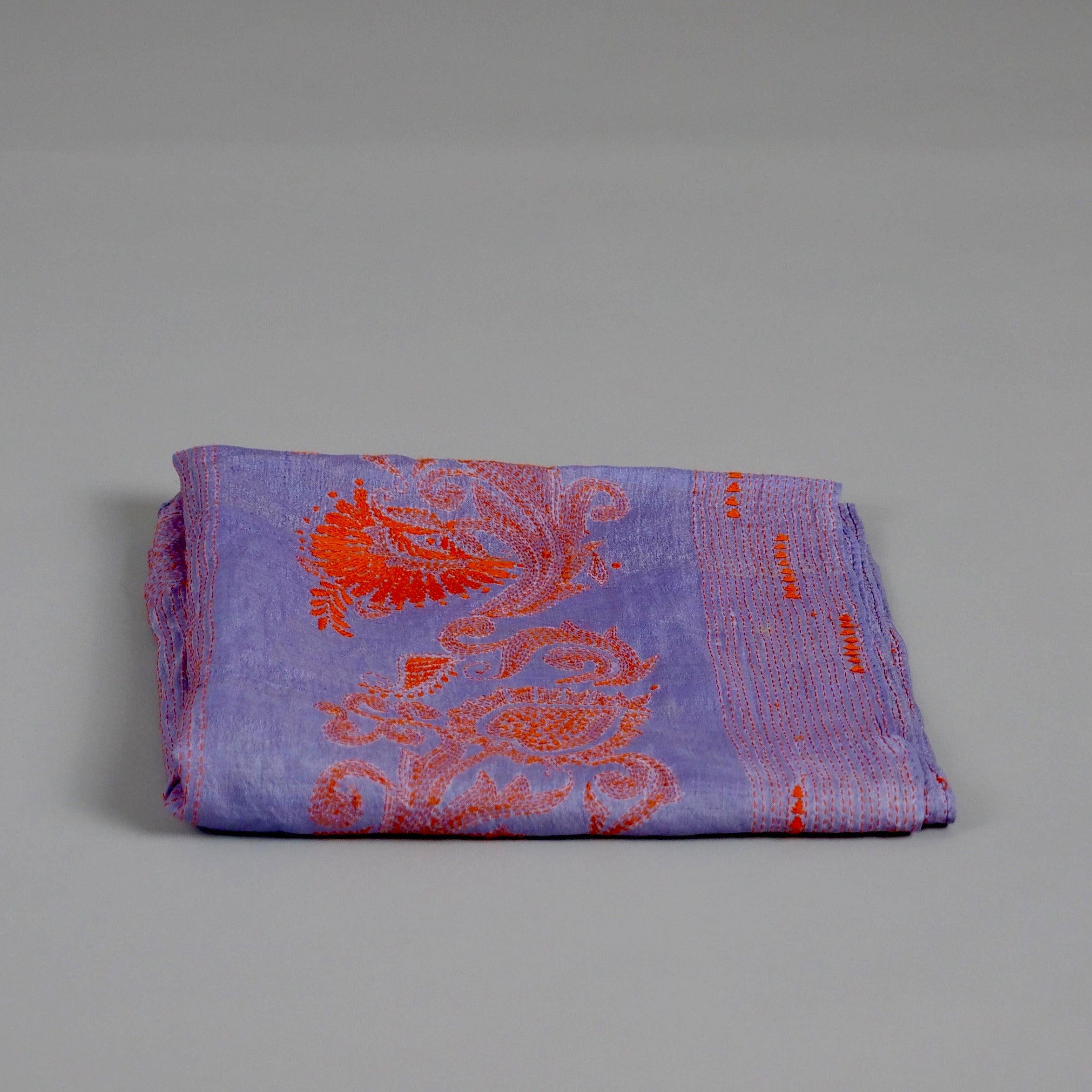Silk kantha, fine embroidery